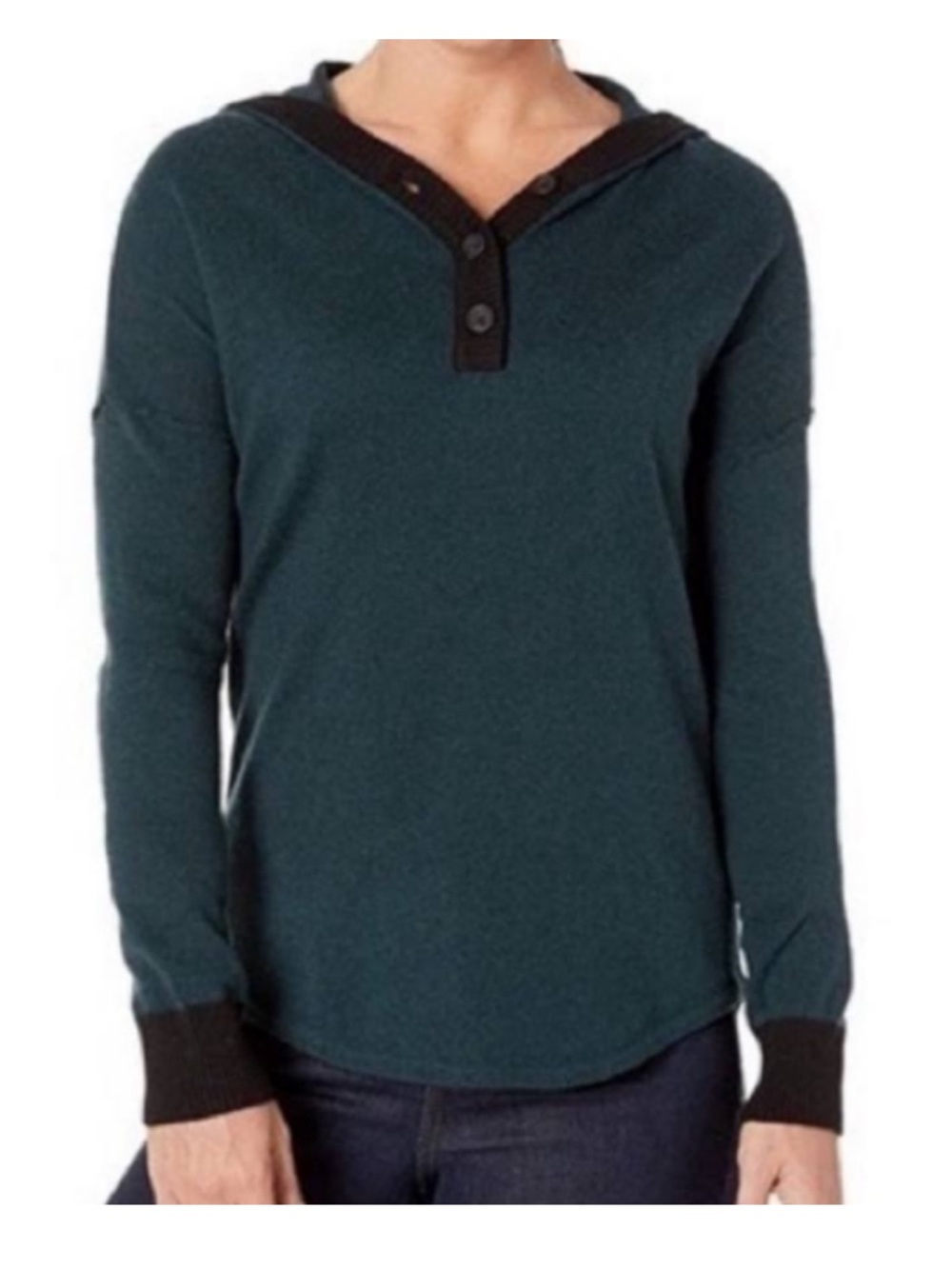 Smartwool Shadow Pine hoodie sweater with button henley neckline green size M - Picture 2 of 15